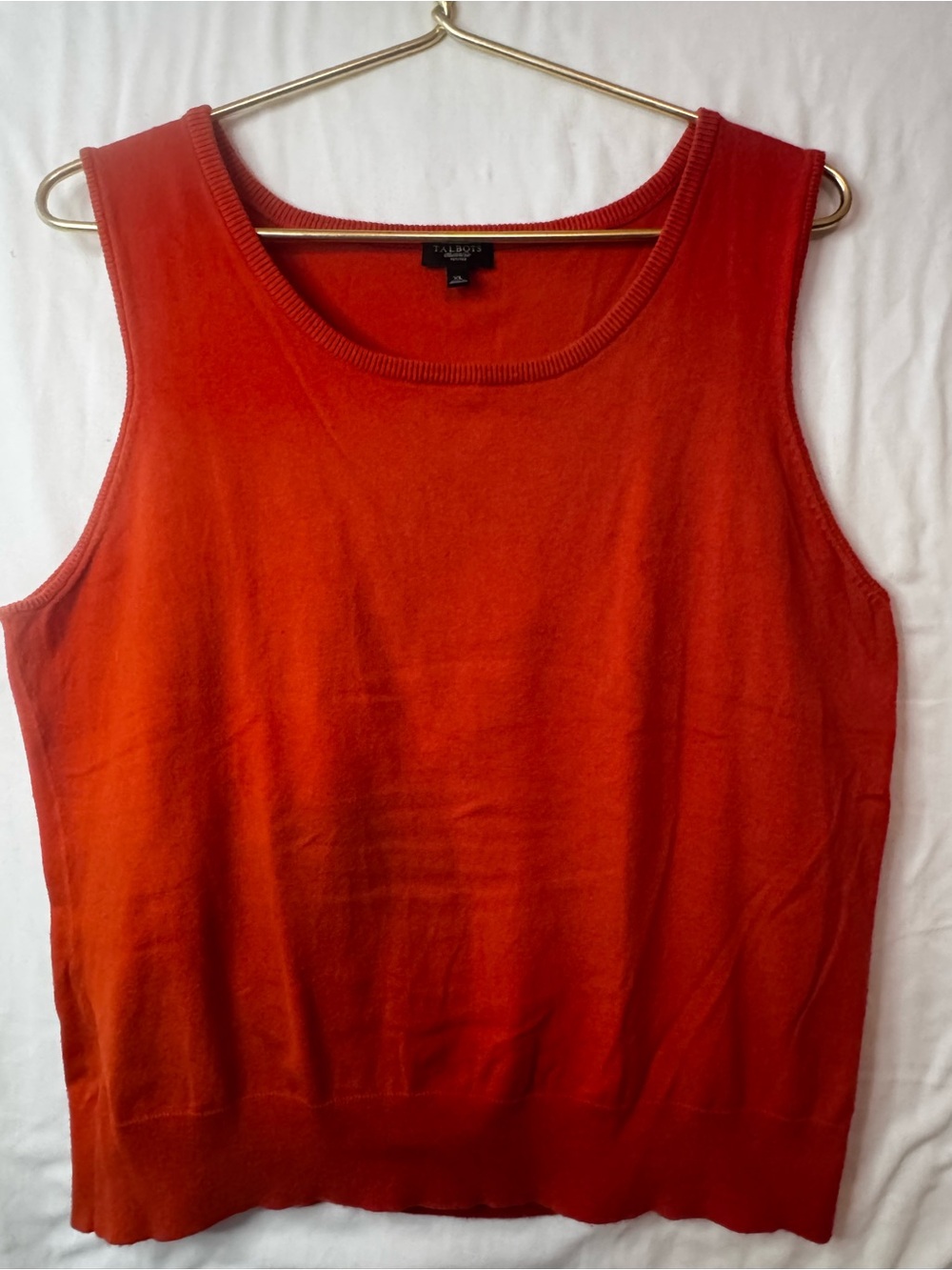 Talbots Bright Orangeish red Sleeveless Knit Shell